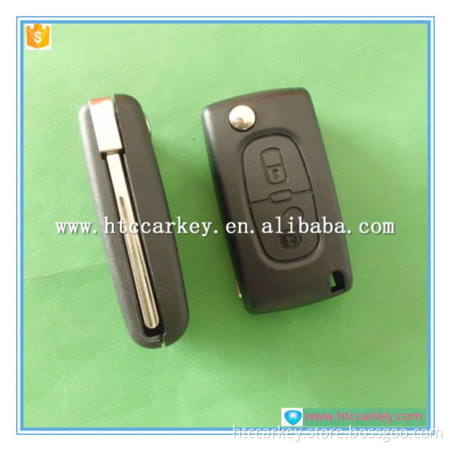 Good quality 2 button flip key shell for peugeot silca:HU83